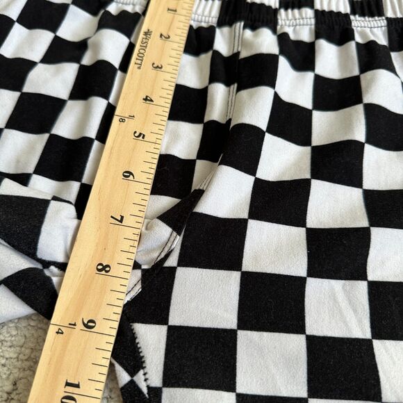Leggings Depot Bike Shorts Checkered Black White Size Large Spandex 80s 90s Core - Picture 7 of 11